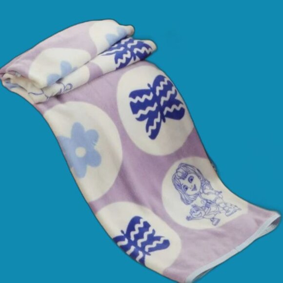 DORA Plush Fleece Throw Blanket Purple & White 46 x 60 Inches NEW - Picture 7 of 7